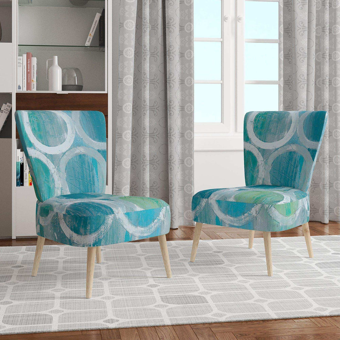 Natural Blue Circle Modern Accent Chair
