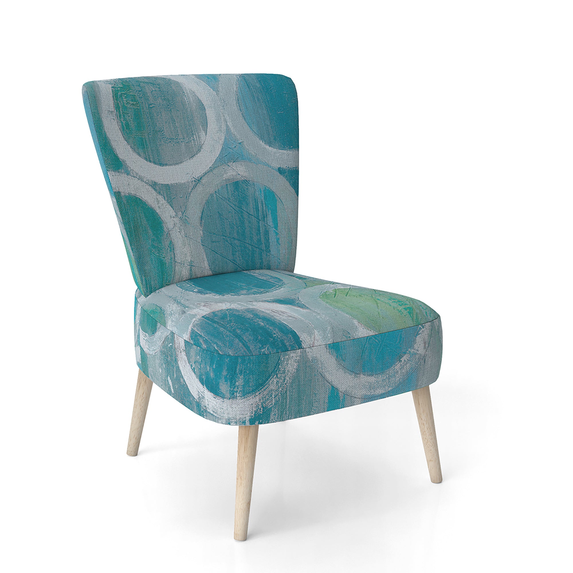 Natural Blue Circle Modern Accent Chair