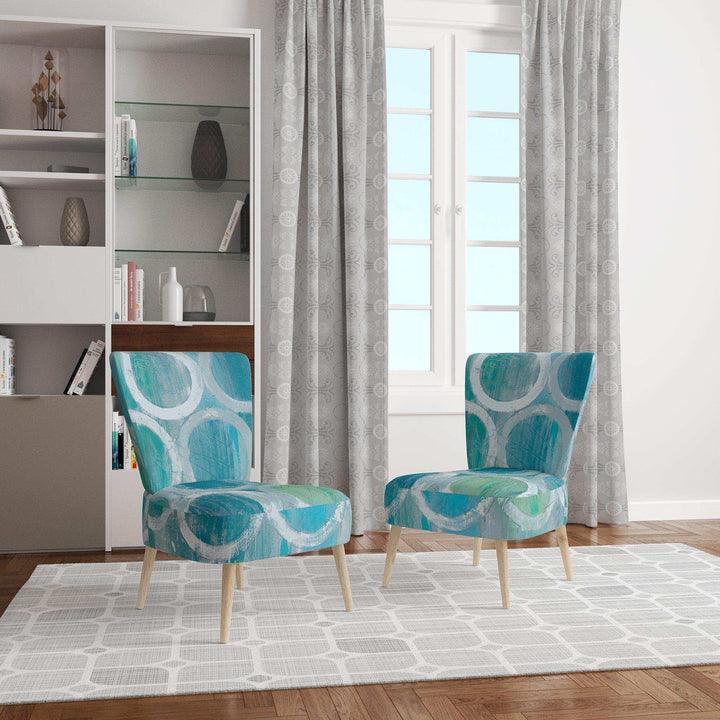 Natural Blue Circle Modern Accent Chair