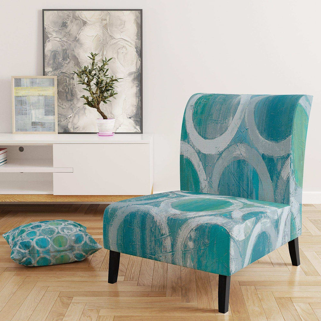 Natural Blue Circle Modern Accent Chair