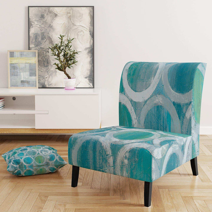 Natural Blue Circle Modern Accent Chair