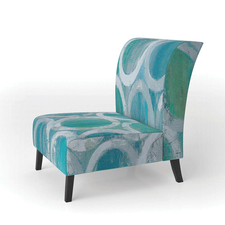 Natural Blue Circle Modern Accent Chair