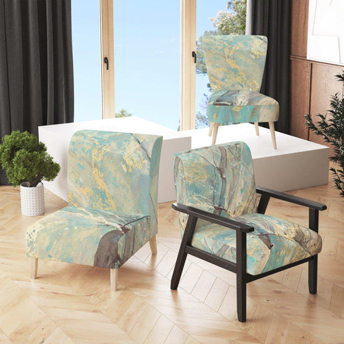 Mineral Landscape in Blue, Cream and Brown - Nautical & Coastal Accent Chair
