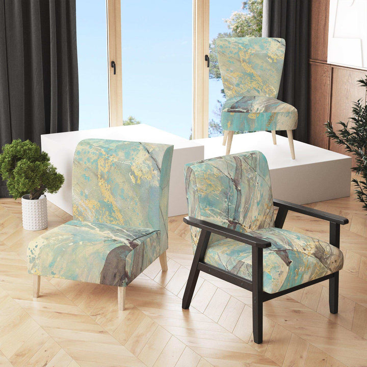 Mineral Landscape in Blue, Cream and Brown Nautical &amp; Coastal Accent Chair