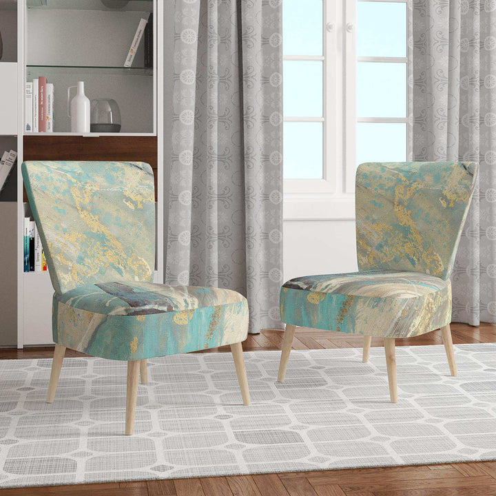 Mineral Landscape in Blue, Cream and Brown Nautical &amp; Coastal Accent Chair