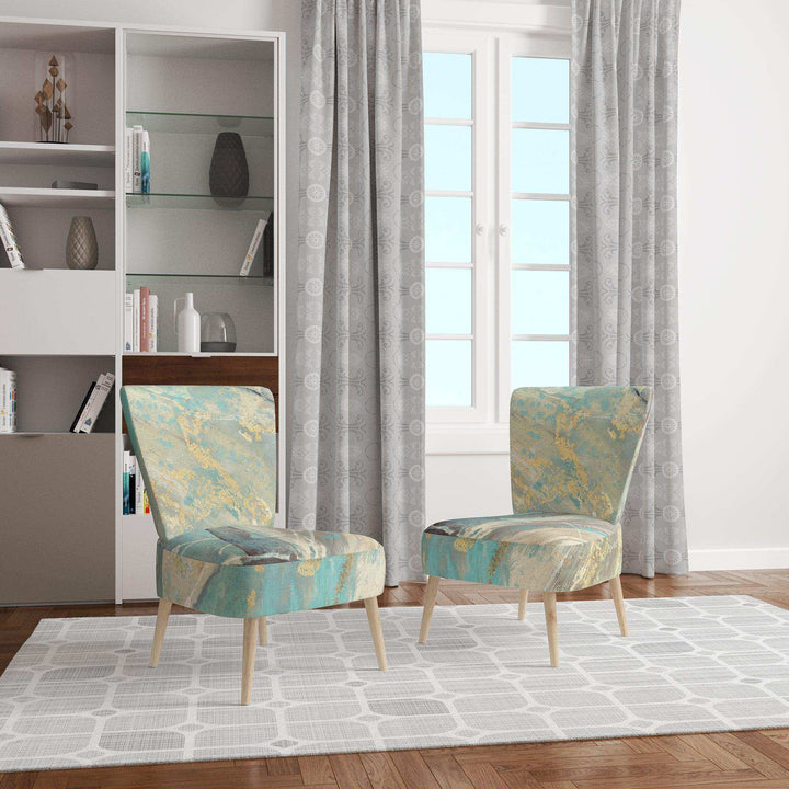 Mineral Landscape in Blue, Cream and Brown Nautical &amp; Coastal Accent Chair