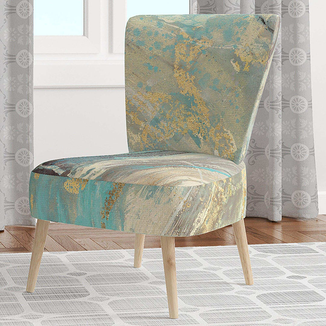 Mineral Landscape in Blue, Cream and Brown Nautical &amp; Coastal Accent Chair