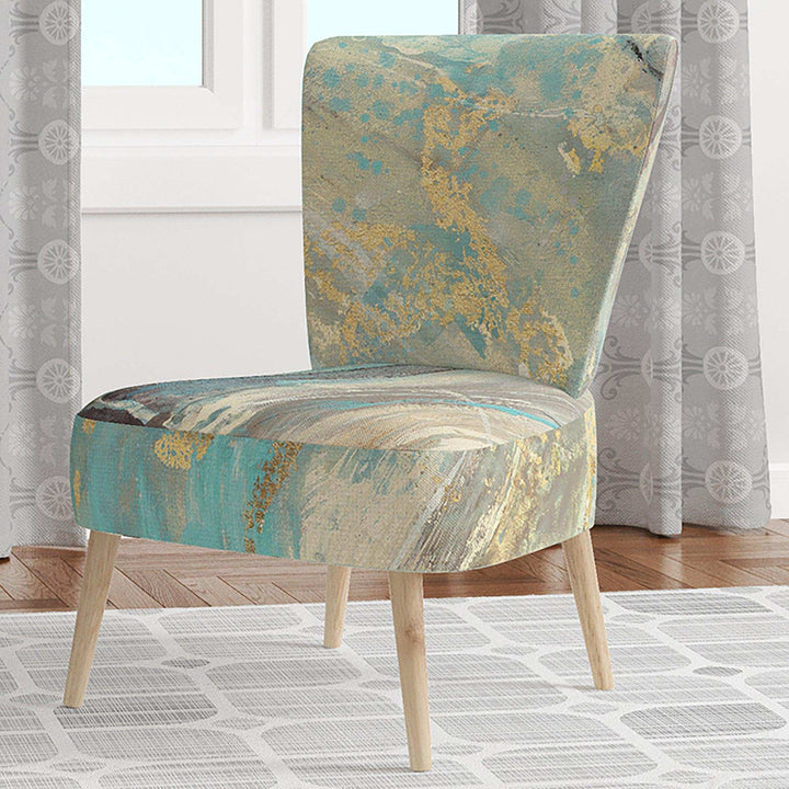 Mineral Landscape in Blue, Cream and Brown Nautical &amp; Coastal Accent Chair