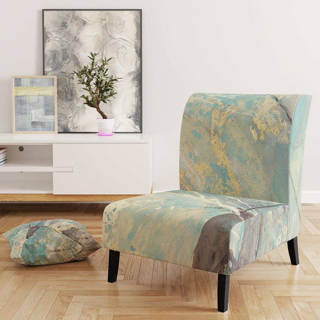 Mineral Landscape in Blue, Cream and Brown Nautical &amp; Coastal Accent Chair