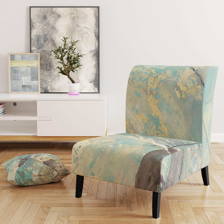 Mineral Landscape in Blue, Cream and Brown Nautical &amp; Coastal Accent Chair