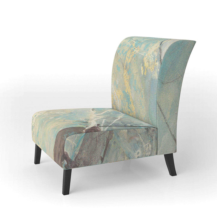 Mineral Landscape in Blue, Cream and Brown Nautical &amp; Coastal Accent Chair