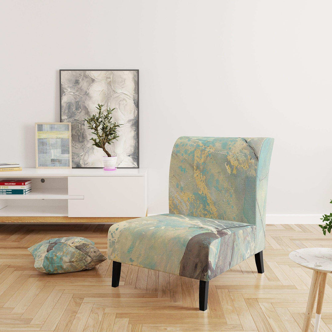 Mineral Landscape in Blue, Cream and Brown Nautical &amp; Coastal Accent Chair