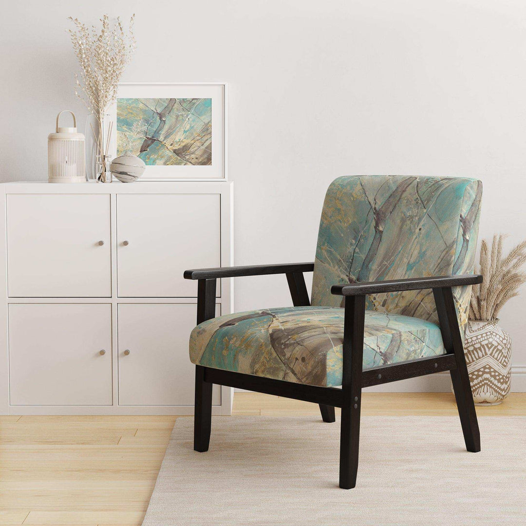 Mineral Landscape in Blue, Cream and Brown Nautical &amp; Coastal Accent Chair