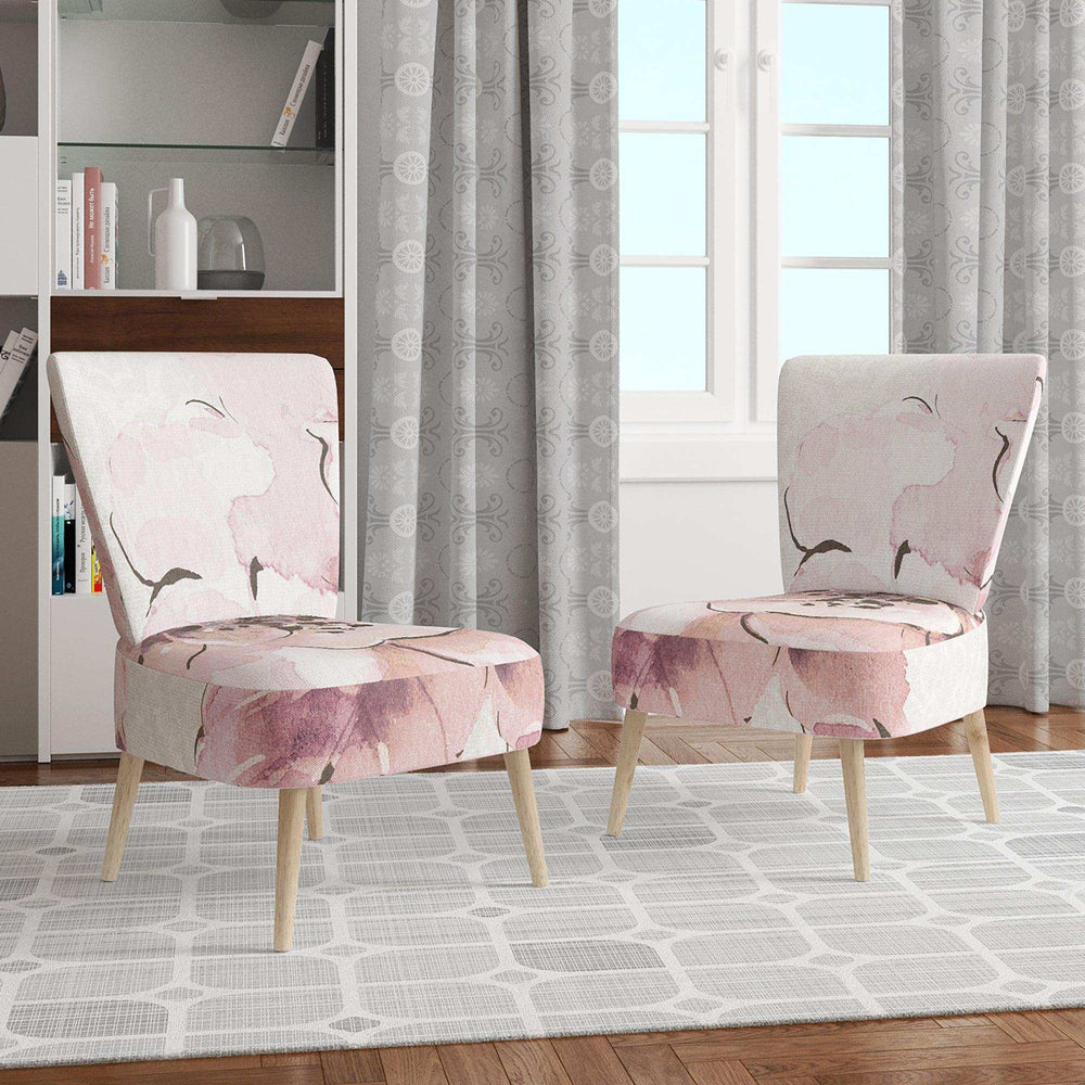 Indigold Shabby Peonies Pink Farmhouse Accent Chair