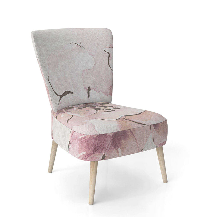 Indigold Shabby Peonies Pink Farmhouse Accent Chair