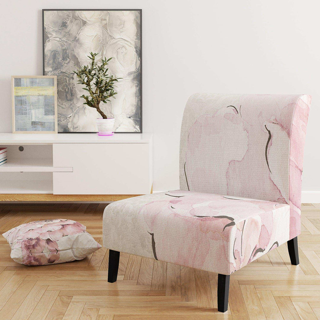 Indigold Shabby Peonies Pink Farmhouse Accent Chair