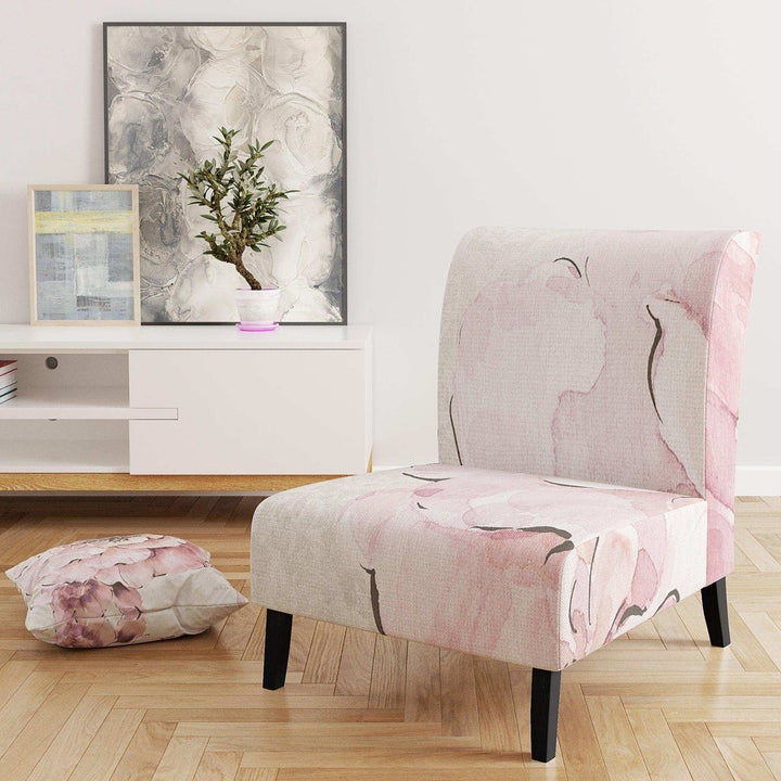 Indigold Shabby Peonies Pink Farmhouse Accent Chair