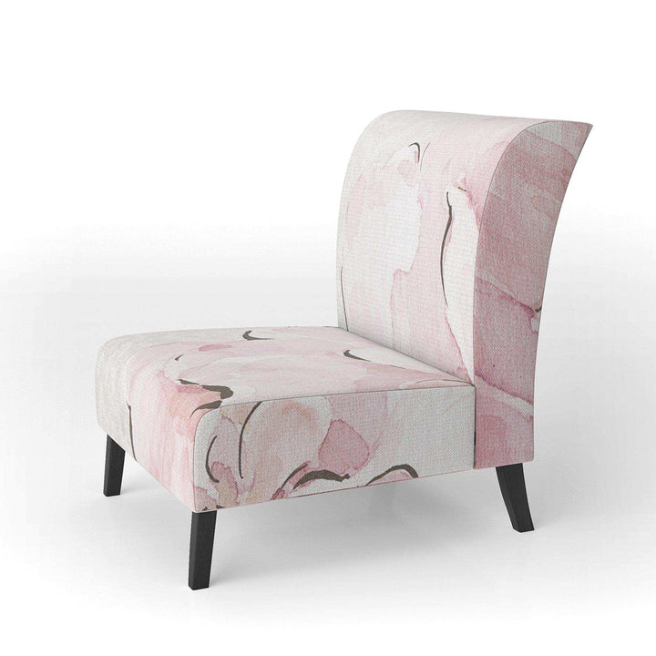 Indigold Shabby Peonies Pink Farmhouse Accent Chair