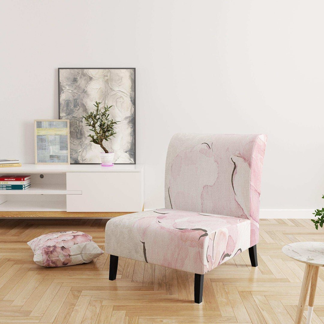 Indigold Shabby Peonies Pink Farmhouse Accent Chair