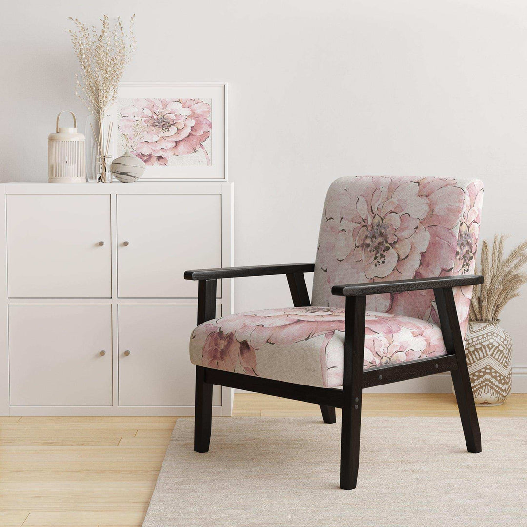 Indigold Shabby Peonies Pink Farmhouse Accent Chair