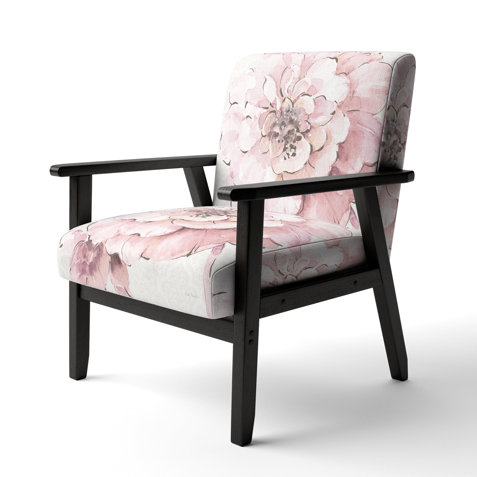 Indigold Shabby Peonies Pink Farmhouse Accent Chair