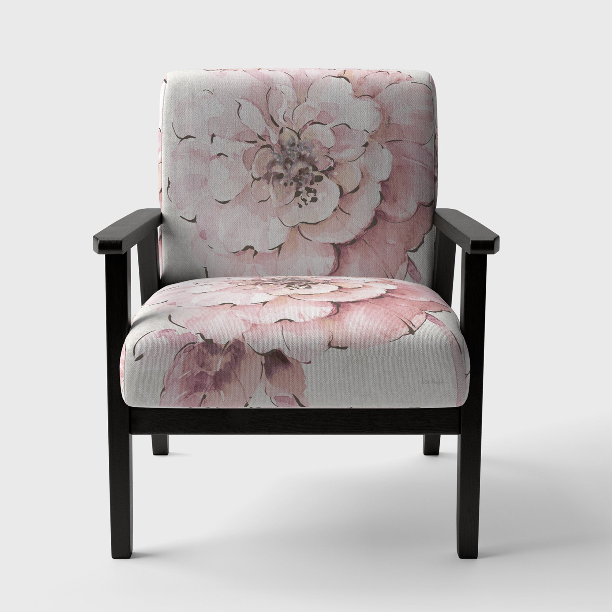 Indigold Shabby Peonies Pink Farmhouse Accent Chair