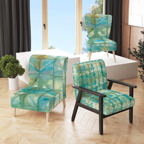 Blue diamonds minimal geometric I - Mid-Century Modern Accent Chair