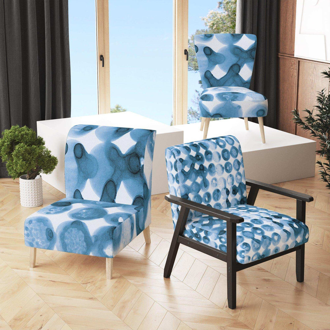 Indigo watercolor geometrical VI Contemporary Accent Chair
