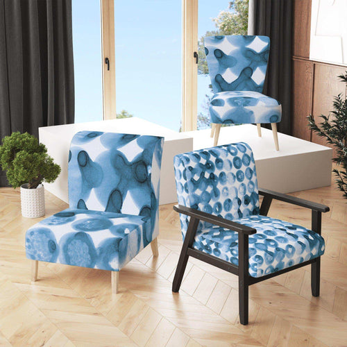 Indigo watercolor geometrical VI - Mid-Century Modern Accent Chair