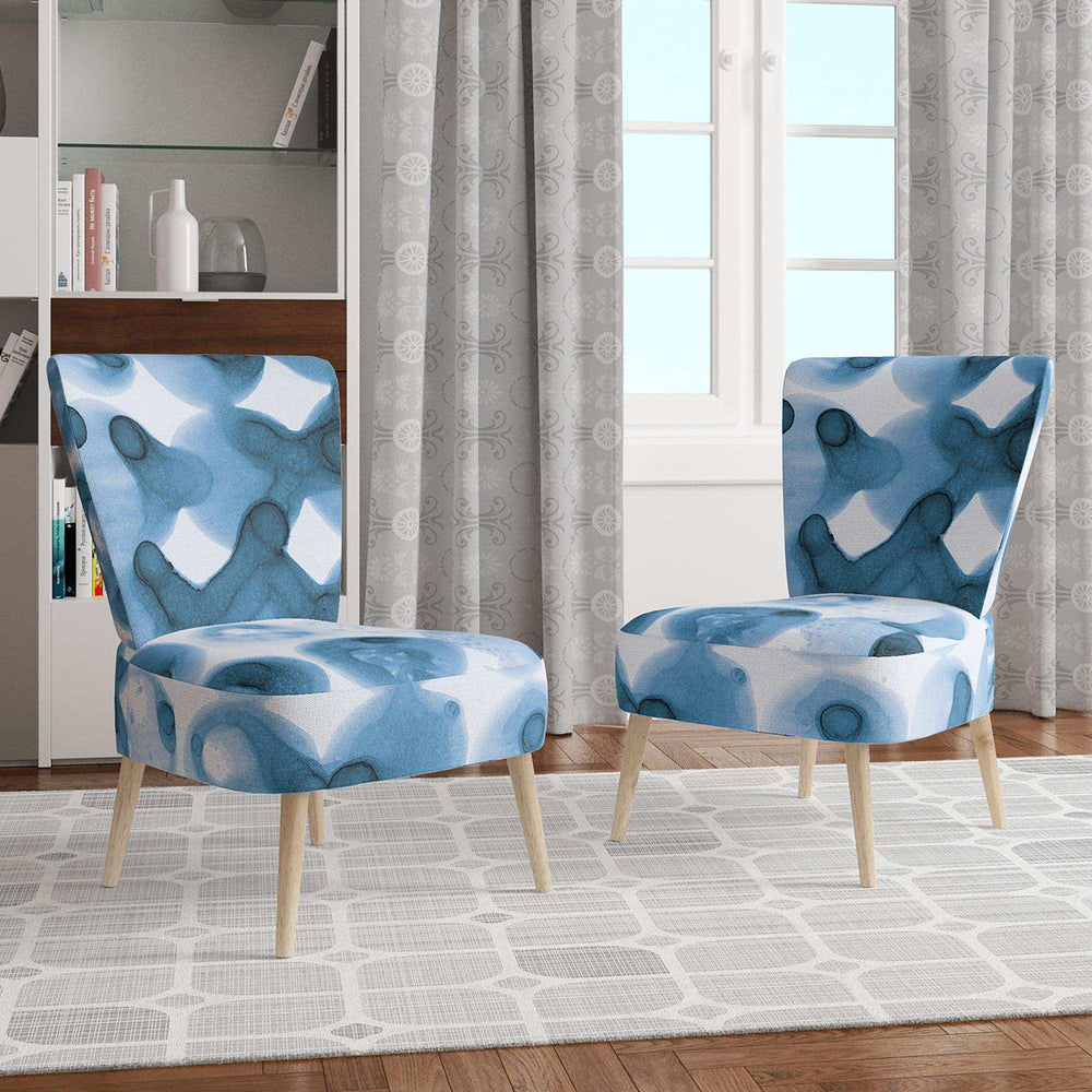 Indigo watercolor geometrical VI Contemporary Accent Chair