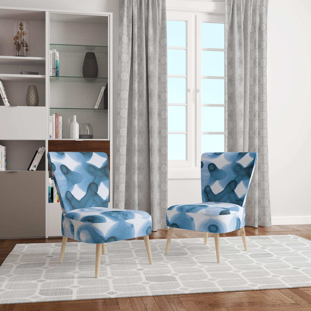 Indigo watercolor geometrical VI Contemporary Accent Chair
