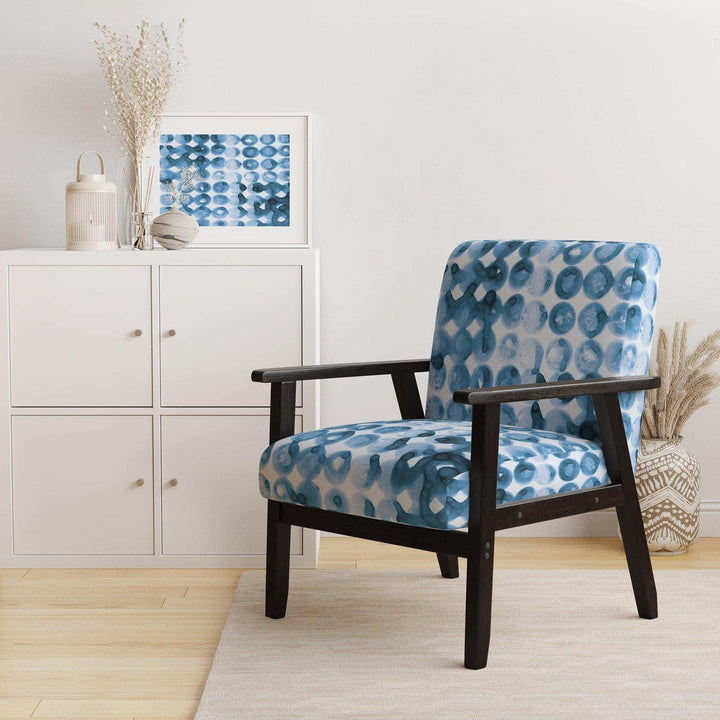 Indigo watercolor geometrical VI Contemporary Accent Chair