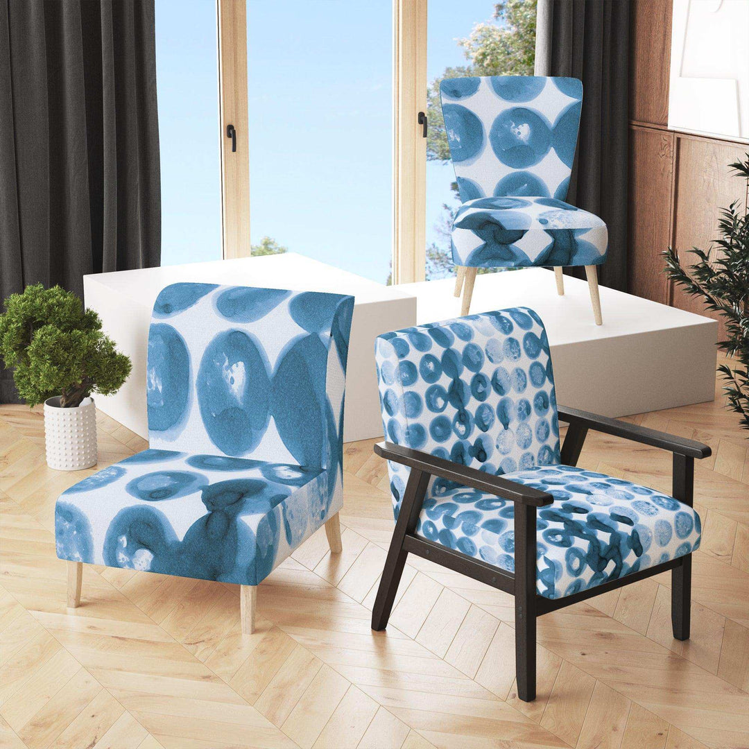 Indigo watercolor geometrical VII Contemporary Accent Chair