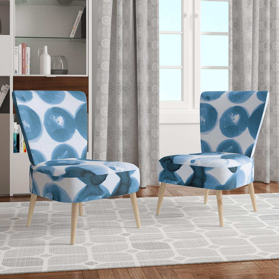 Indigo watercolor geometrical VII Contemporary Accent Chair
