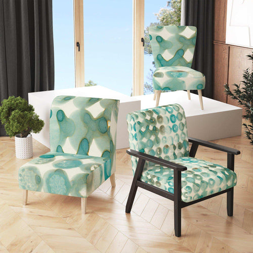 Turquoise Watercolor geometrical I - Mid-Century Modern Accent Chair