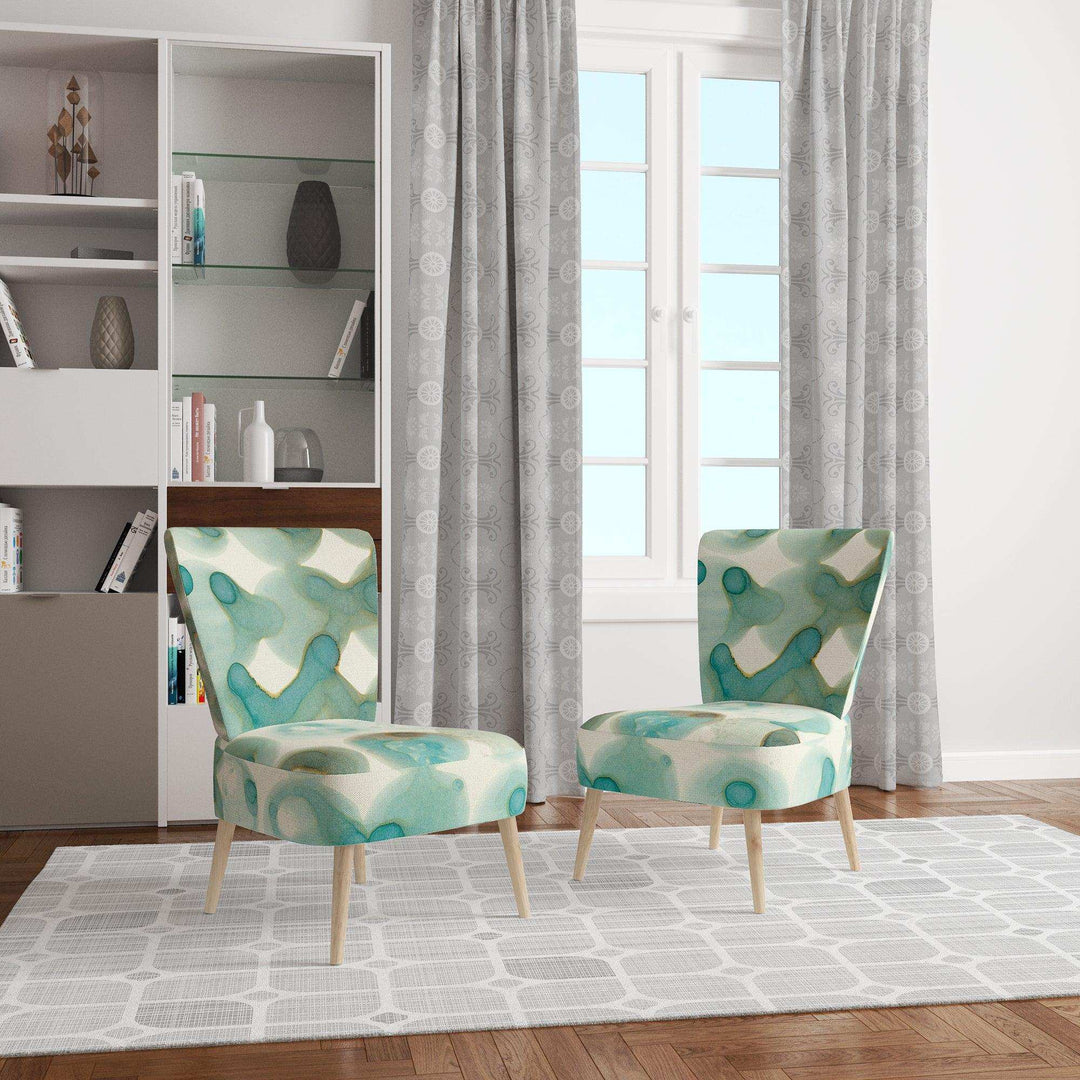 Turquoise Watercolor geometrical I Modern Accent Chair