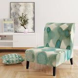 Turquoise Watercolor geometrical I Modern Accent Chair