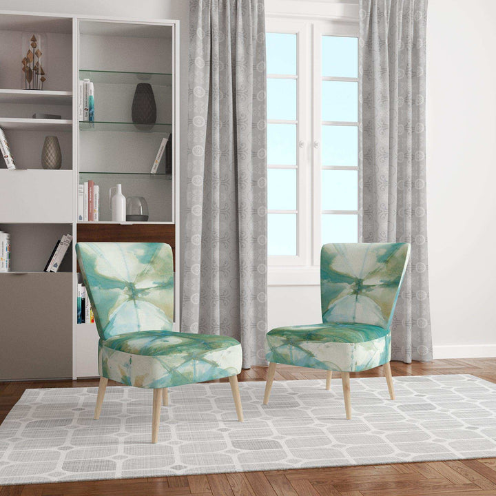Turquoise Watercolor geometrical III Modern Accent Chair