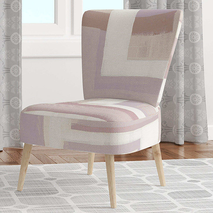 Pink Geometric Form Windows I Transitional Accent Chair