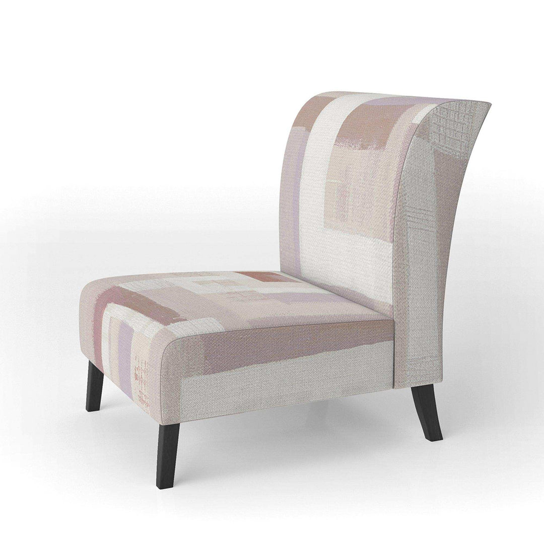 Pink Geometric Form Windows I Transitional Accent Chair