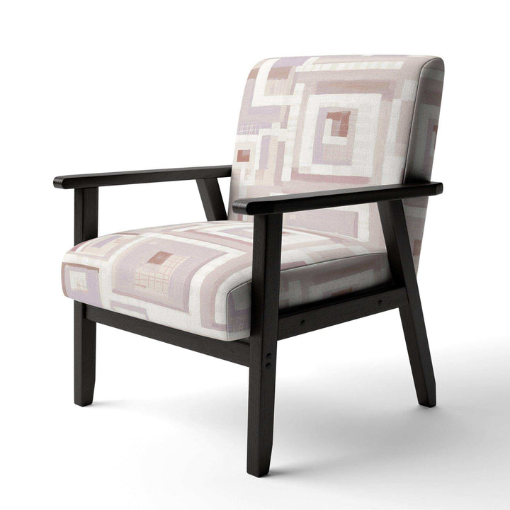Pink Geometric Form Windows I Transitional Accent Chair