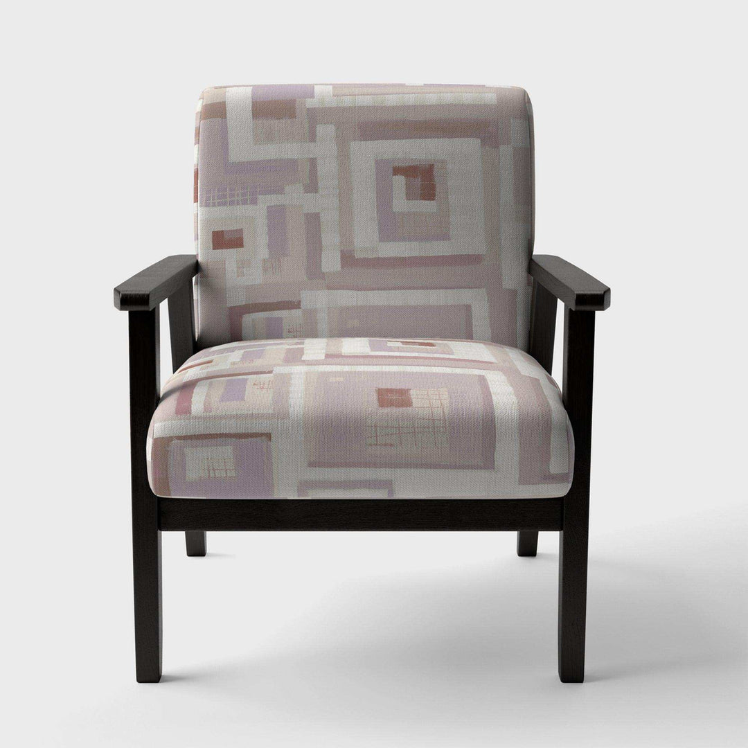 Pink Geometric Form Windows I Transitional Accent Chair