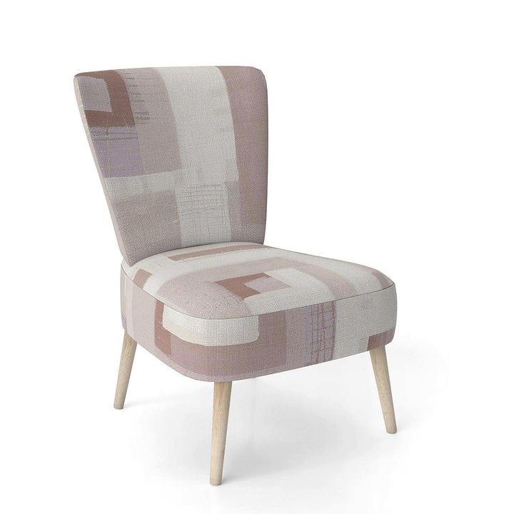 Pink Geometric Form Windows II Transitional Accent Chair