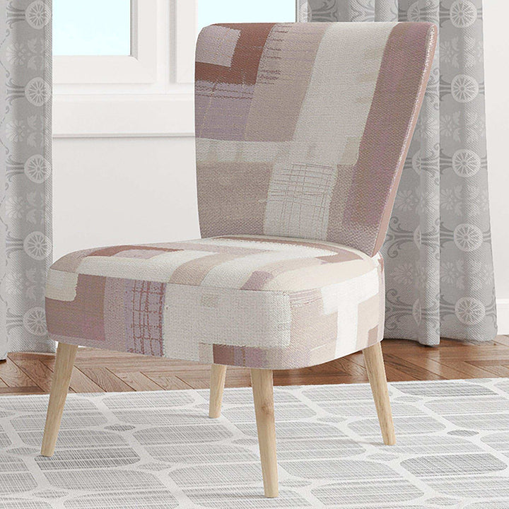 Pink Geometric Form Windows II Transitional Accent Chair