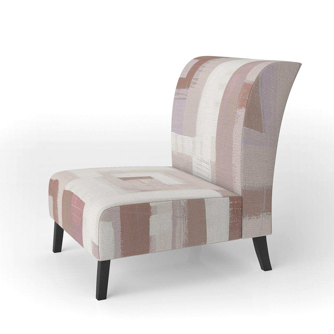 Pink Geometric Form Windows II Transitional Accent Chair