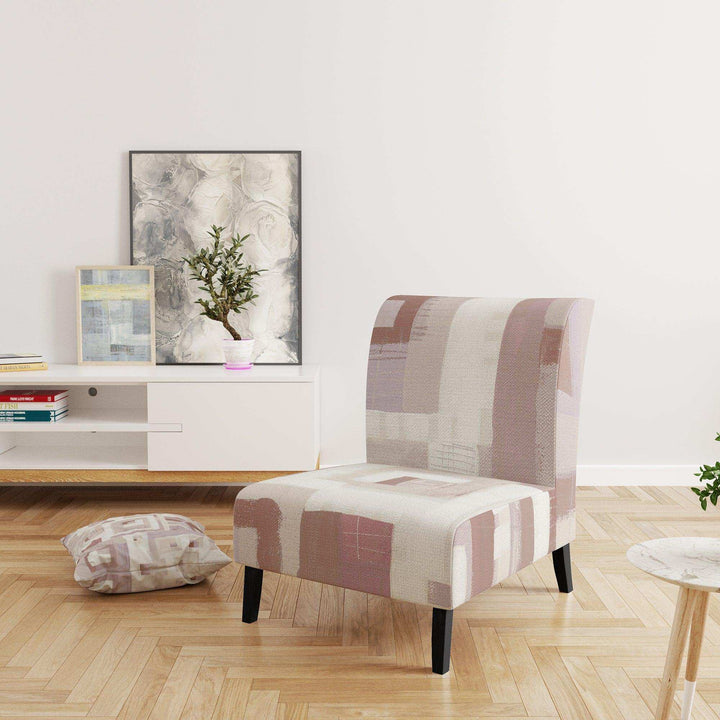 Pink Geometric Form Windows II Transitional Accent Chair