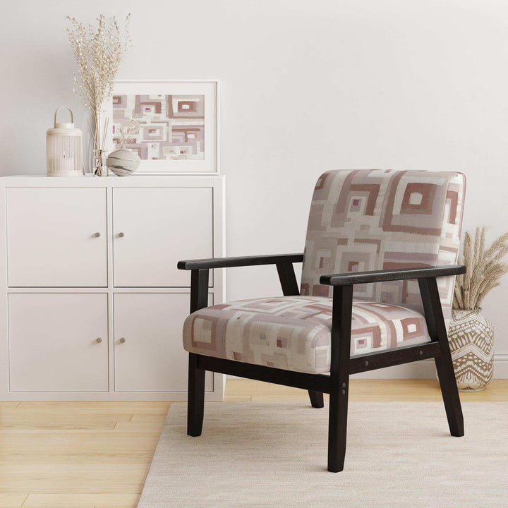 Pink Geometric Form Windows II Transitional Accent Chair