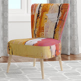 Orange Glam Natural Wood Traditional Accent Chair