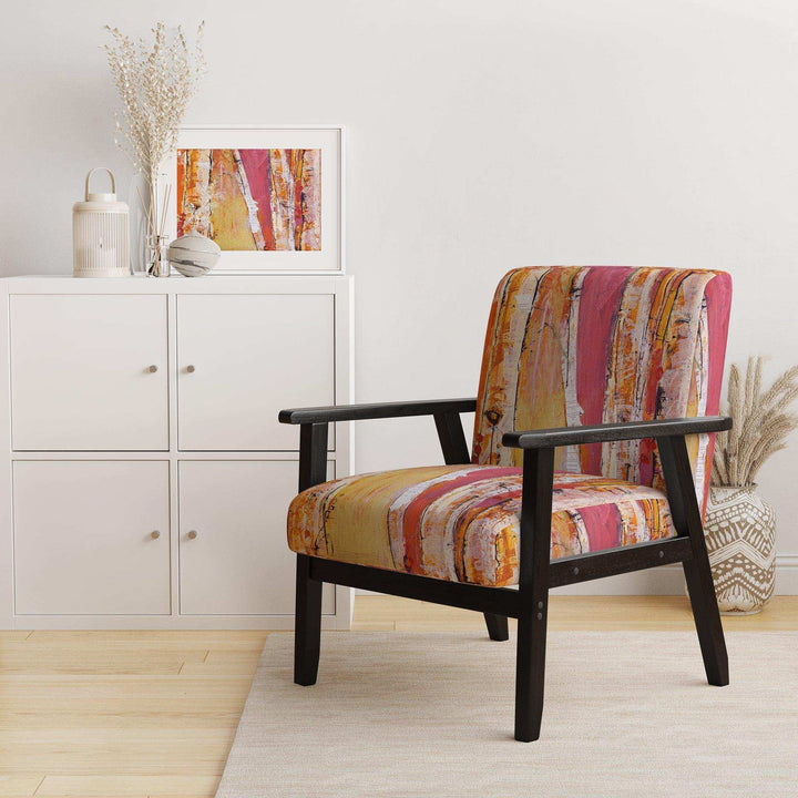 Orange Glam Natural Wood Traditional Accent Chair