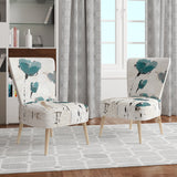 Fields of Turquoise Watercolor Flower II Traditional Accent Chair